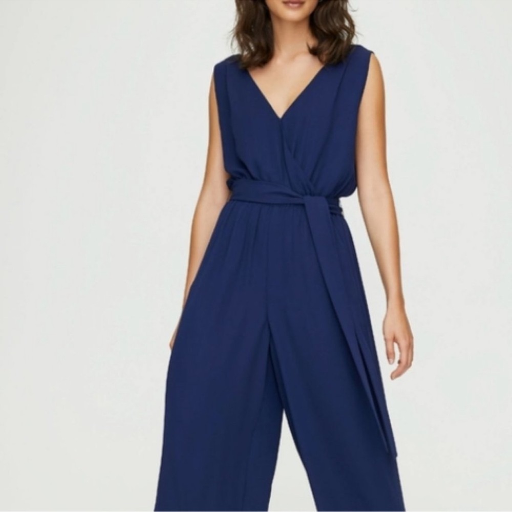 ARITZIA Babaton Maximillian Sleeveless Belted Wide Leg Cropped Jumpsuit
